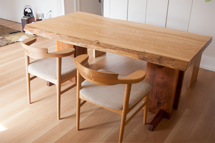 無垢天板 一枚の天板から製作したダイニングテーブルとローテーブル│オーダー家具と無垢天板 東京 WOODWORK