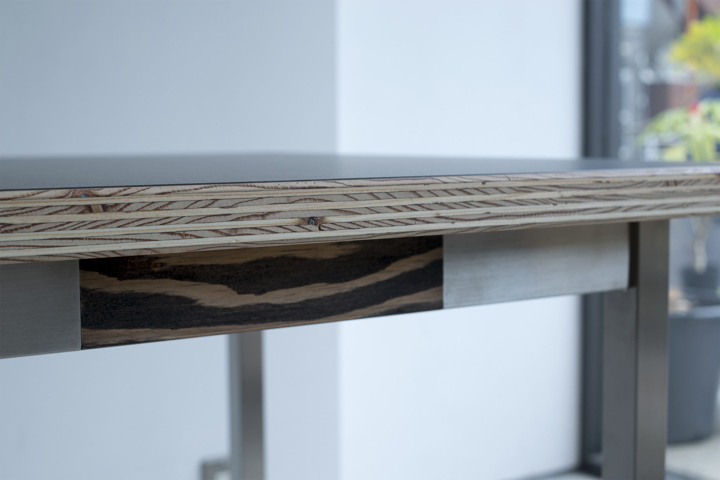 オルタナティブテーブル メラミン貼り天板とステンレス脚│オーダー 