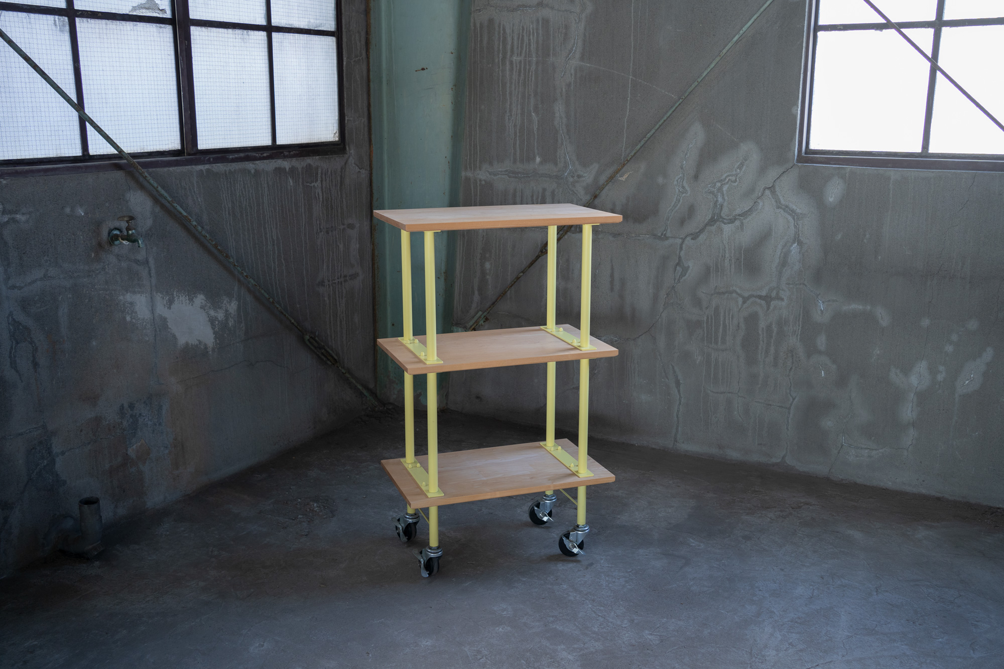 ⑦ビルドラック（メープル）イエローキャスター付き　W600  2段タイプ